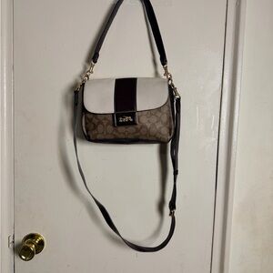 Coach Brown and White Crossbody Bag
